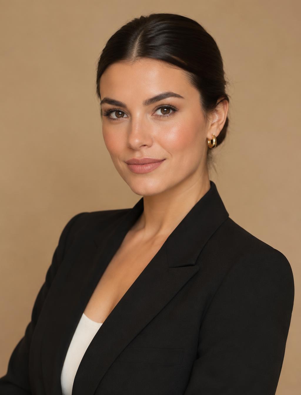 Business-Portrait mit glattem Hairstyling und natürlichem Make-up